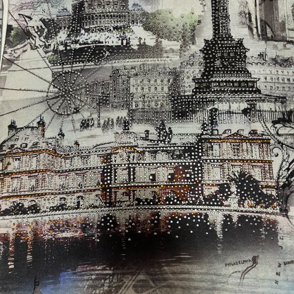 S-Twelve Sweater Dress Multi Colored Beautiful Prints with Rhinestone SzM - Picture 4 of 6